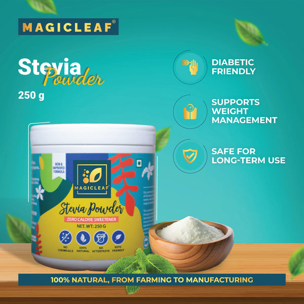 Stevia Powder By Magicleaf (250gms) | Natural Sweetener Made From Himalayan Stevia Leaves