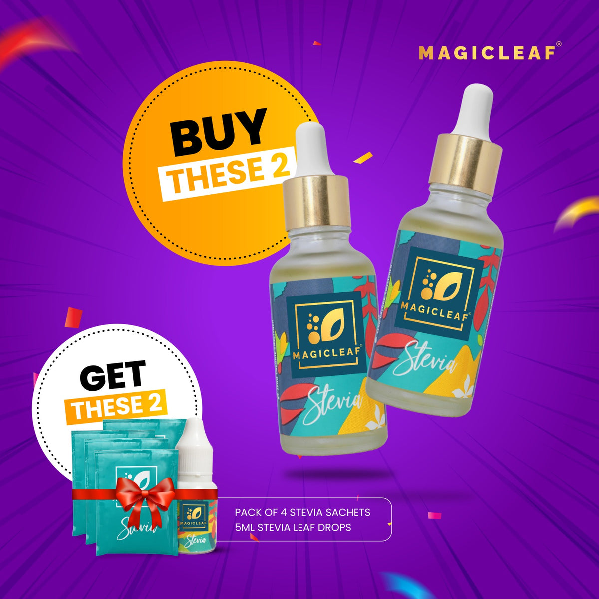 Magicleaf Himalayan Stevia Leaf Drops (Pack of 2 30ml Each) Natural