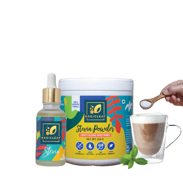 🎁 Zero-Calorie Combo Pack | Stevia Liquid (30ml) + Stevia Powder (250g)
