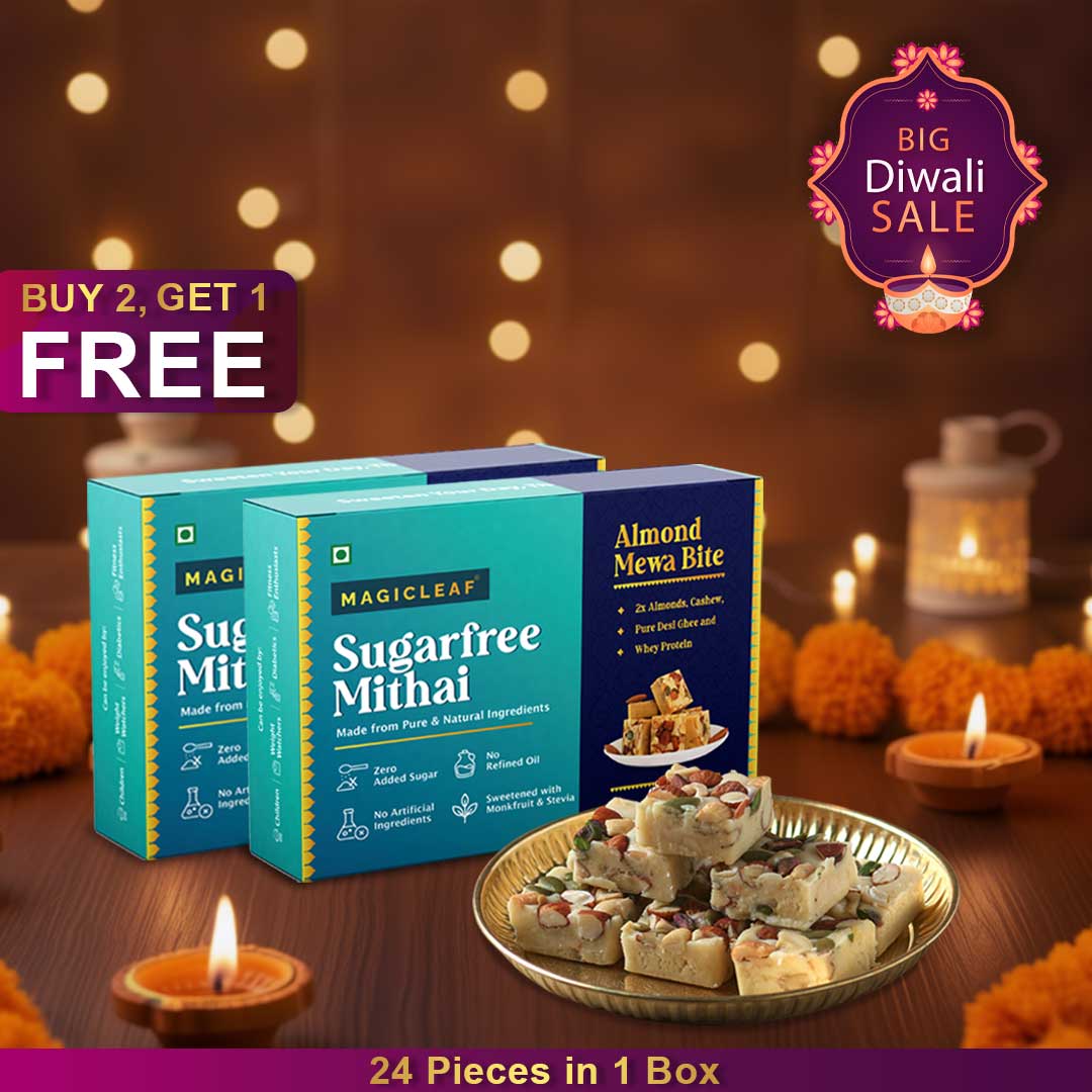 Buy 2 Get 1 FREE | Sugar-free Almond Mewa Bite (24 Pcs in 1 Box) | Big Diwali Sale Special