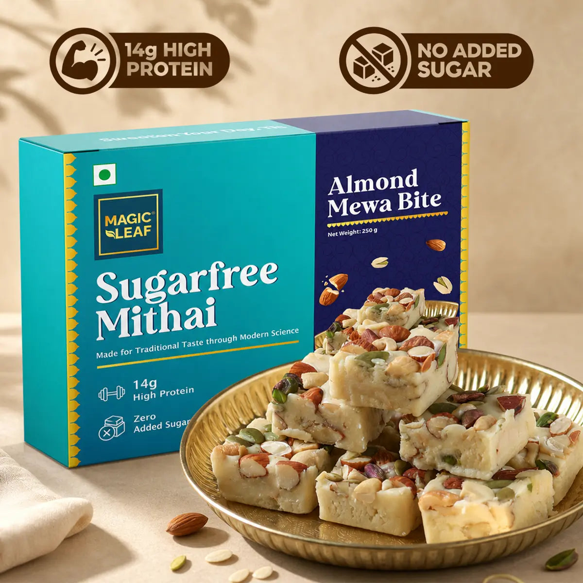 Almond Mewa Bite by Magicleaf | Sugarfree Mithai by Magicleaf