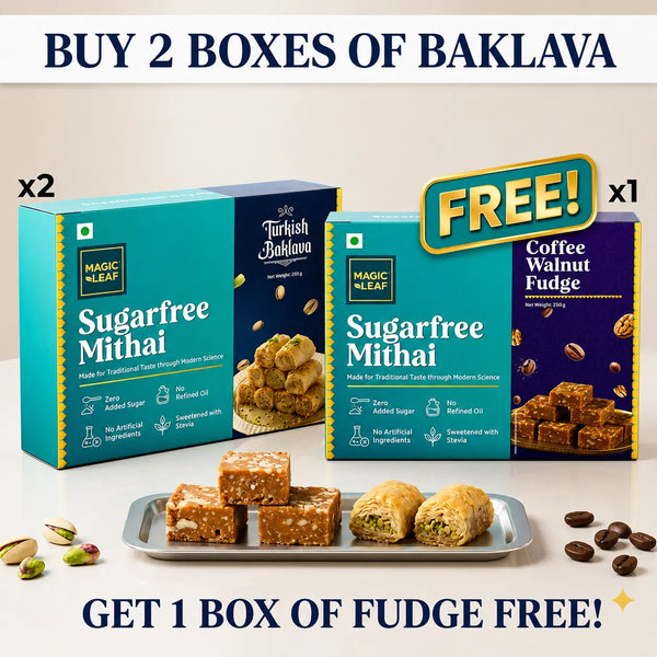 Turkish Baklava | No Added Sugar | Pack of 2 (With FREE Coffee Walnut Fudge Box)