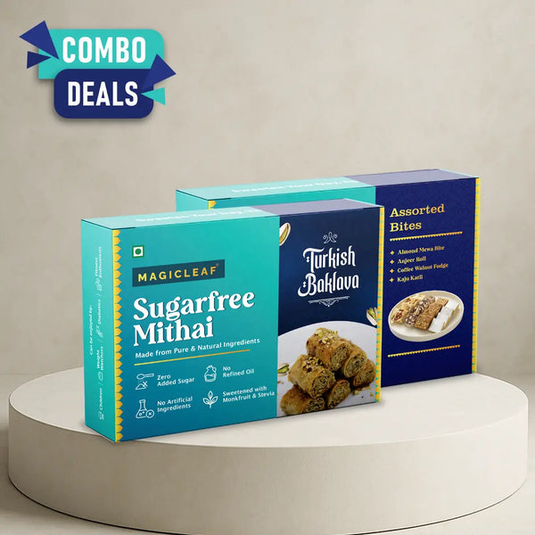 Sugarfree Sweets Combo | Turkish Baklava (1️⃣2️⃣ Pcs Box) + Assorted (1️⃣2️⃣ Pcs Box)