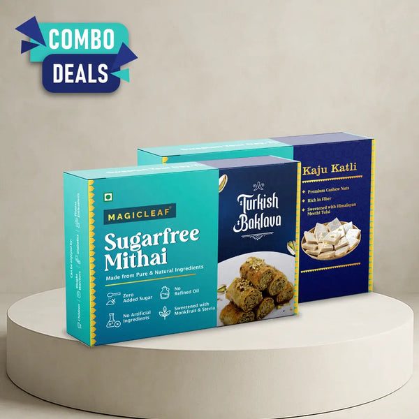 Sugarfree Sweets Combo | Kaju Katli (2️⃣4️⃣ Pcs Box) + Turkish Baklava (1️⃣2️⃣ Pcs Box)