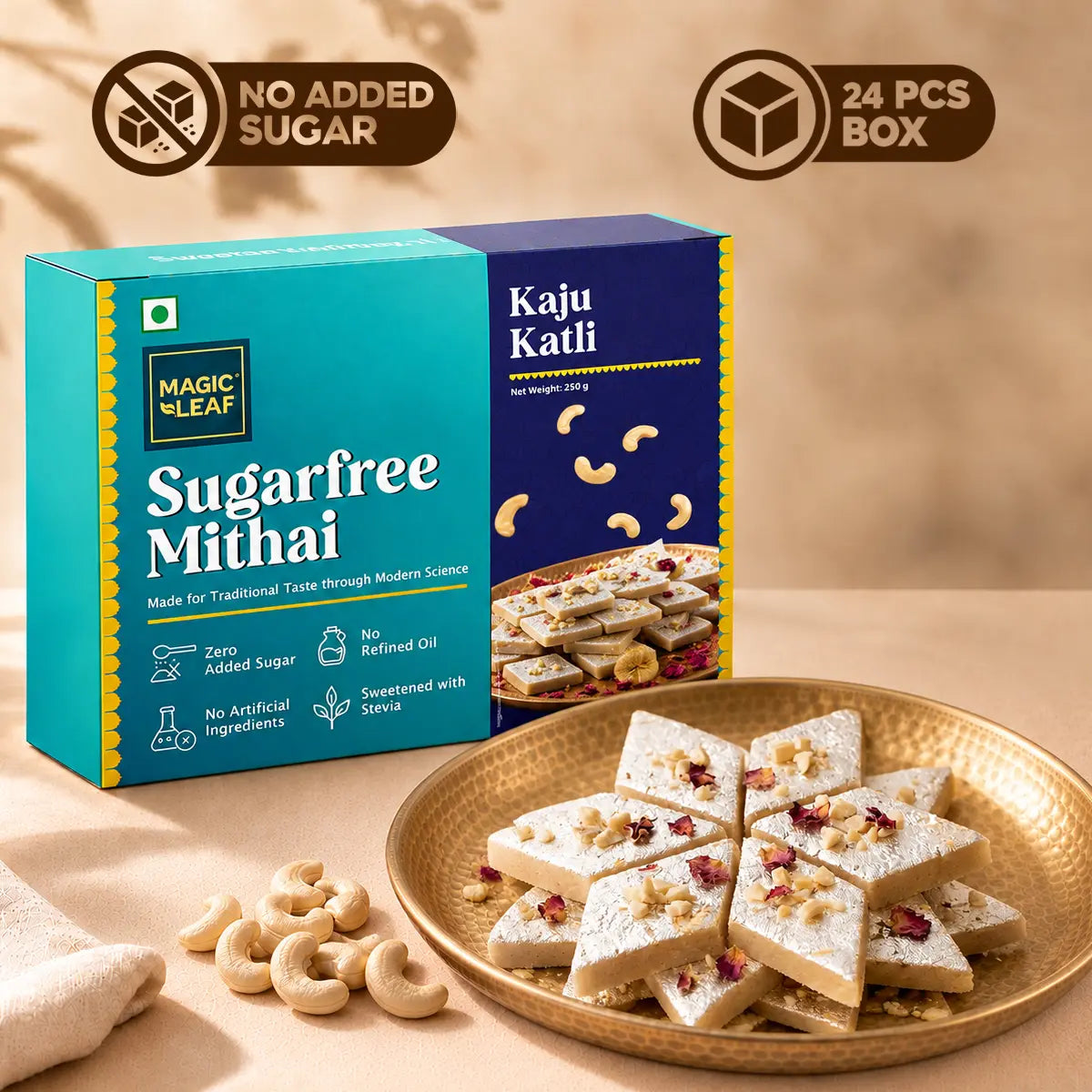 Kaju Katli | Sugarfree Mithai by Magicleaf
