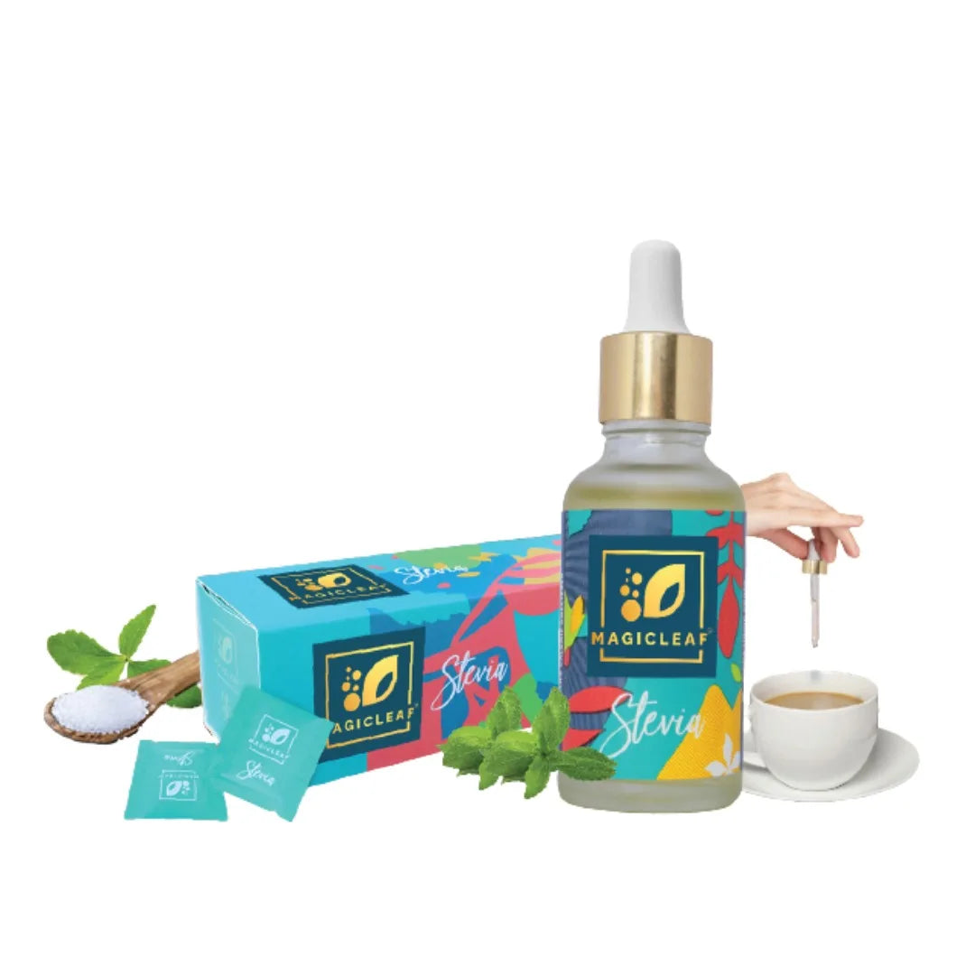 🎁 Sweeteners Combo Pack | Stevia Liquid Bottle (30ml) + Stevia Powder (100 Sachets)