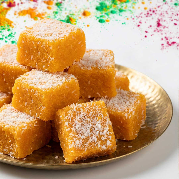 **FRESHLY MADE** Nagpur Orange Barfi by Magicleaf | Natural No Sugar Dessert Sweetened With Stevia