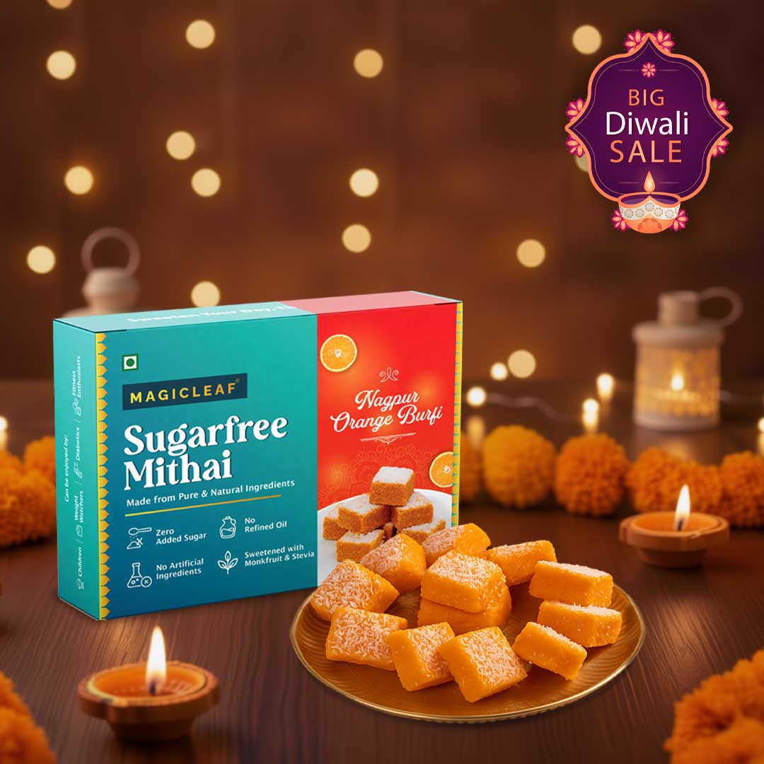 **FRESHLY MADE** Nagpur Orange Barfi by Magicleaf | Natural No Sugar Dessert Sweetened With Stevia