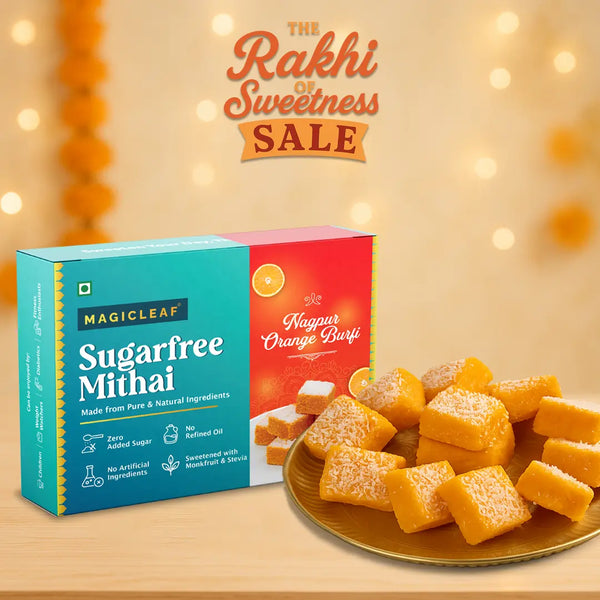 **FRESHLY MADE** Nagpur Orange Burfi by Magicleaf | Natural No Sugar Dessert Sweetened With Stevia