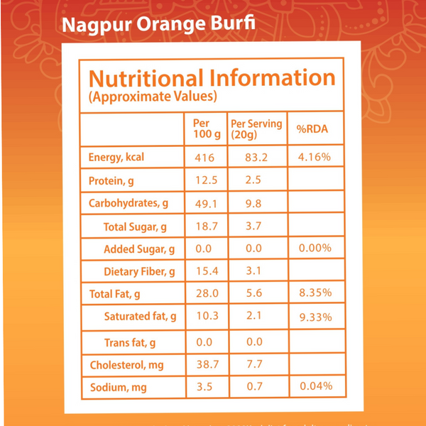 **FRESHLY MADE** Nagpur Orange Burfi by Magicleaf | 100% Natural No Sugar Dessert Sweetened With Stevia