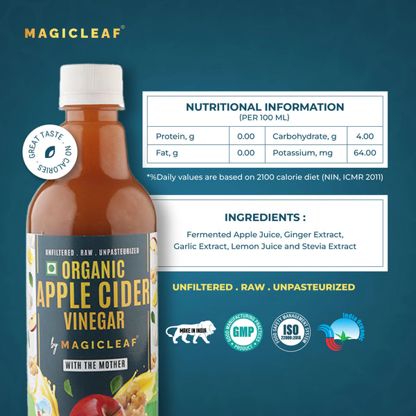 Organic Himalayan Apple Cider Vinegar (𝑭𝒍𝒂𝒗𝒐𝒓: 𝑮𝒊𝒏𝒈𝒆𝒓, 𝑮𝒂𝒓𝒍𝒊𝒄 & 𝑳𝒆𝒎𝒐𝒏) | Raw, Unfiltered, Unpasteurized | Contains Mother Culture & Probiotics (500 ml)