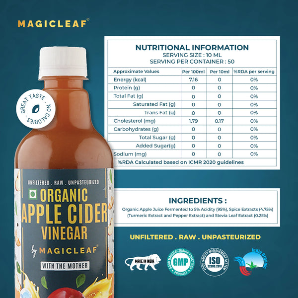Organic Himalayan Apple Cider Vinegar - (𝑭𝒍𝒂𝒗𝒐𝒓: 𝑻𝒖𝒓𝒎𝒆𝒓𝒊𝒄 & 𝑩𝒍𝒂𝒄𝒌 𝑷𝒆𝒑𝒑𝒆𝒓) | Raw, Unfiltered, Unpasteurized | Contains Mother Culture & Probiotics (500 ml)