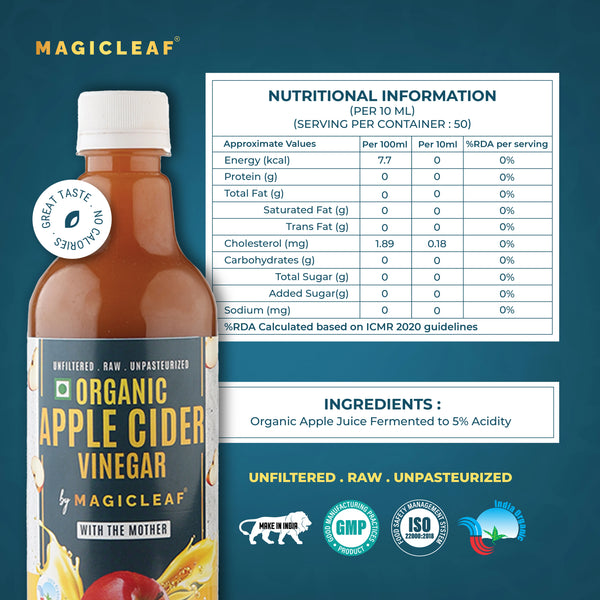 Organic Himalayan Apple Cider Vinegar - (𝑼𝒏𝒇𝒍𝒂𝒗𝒐𝒓𝒆𝒅) | Raw, Unfiltered, Unpasteurized | Contains Mother Culture & Probiotics (500 ml)