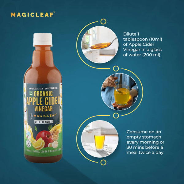 Organic Himalayan Apple Cider Vinegar (𝑭𝒍𝒂𝒗𝒐𝒓: 𝑮𝒊𝒏𝒈𝒆𝒓, 𝑮𝒂𝒓𝒍𝒊𝒄 & 𝑳𝒆𝒎𝒐𝒏) | Raw, Unfiltered, Unpasteurized | Contains Mother Culture & Probiotics (500 ml)