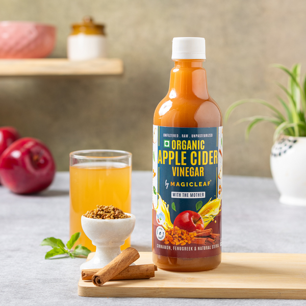 Organic Himalayan Apple Cider Vinegar - (𝑭𝒍𝒂𝒗𝒐𝒓: 𝑭𝒆𝒏𝒖𝒈𝒓𝒆𝒆𝒌 & 𝑪𝒊𝒏𝒏𝒂𝒎𝒐𝒏) | Raw, Unfiltered, Unpasteurized | Contains Mother Culture & Probiotics (500 ml)