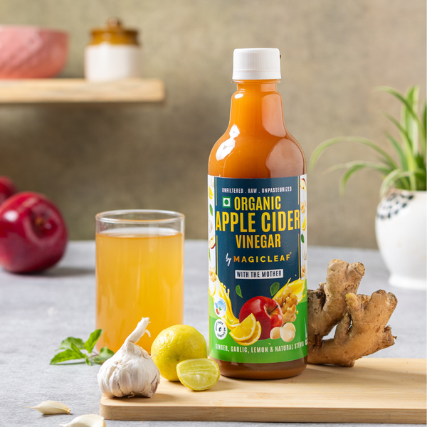 Organic Himalayan Apple Cider Vinegar (𝑭𝒍𝒂𝒗𝒐𝒓: 𝑮𝒊𝒏𝒈𝒆𝒓, 𝑮𝒂𝒓𝒍𝒊𝒄 & 𝑳𝒆𝒎𝒐𝒏) | Raw, Unfiltered, Unpasteurized | Contains Mother Culture & Probiotics (500 ml)