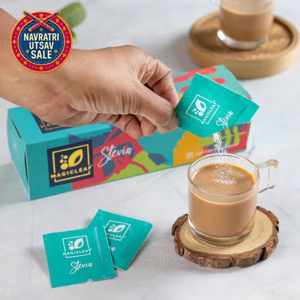 Stevia Powder Sachets By Magicleaf (100 Sachets) | Natural Sweetener Made From Himalayan Stevia Leaves