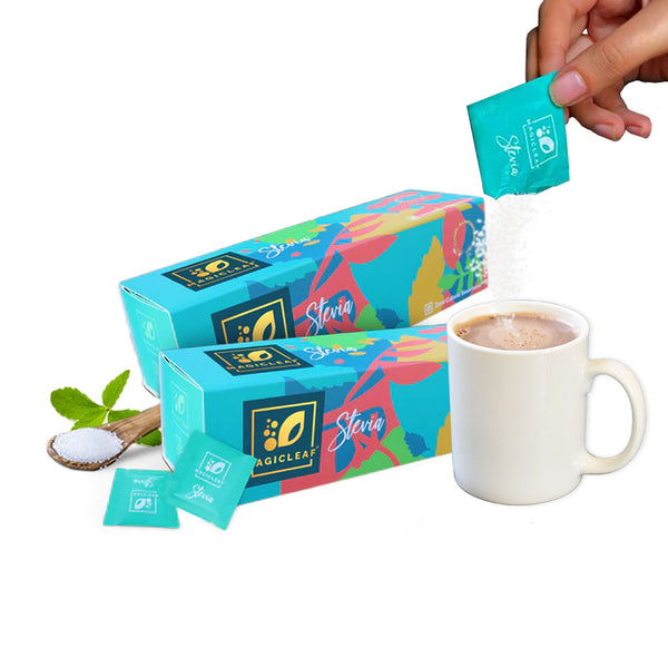 Stevia Powder Sachets By Magicleaf (100 Sachets) | Natural Sweetener Made From Himalayan Stevia Leaves | Offer is Live