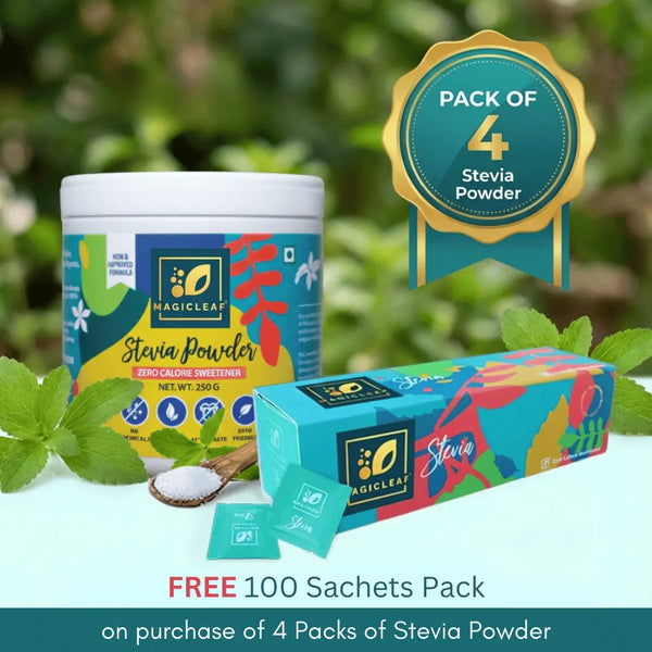 Stevia Powder (Pack of 4) + FREE 100 Sachets Stevia
