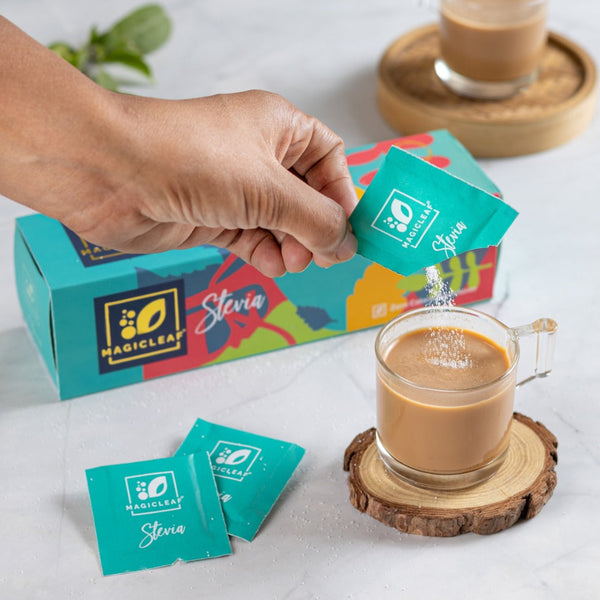 Stevia Powder Sachets By Magicleaf (100 Sachets) | Natural Sweetener Made From Himalayan Stevia Leaves | Offer is Live