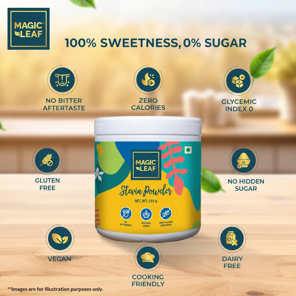 Magicleaf Stevia Powder - Zero Calorie Sugar Substitute for Tea, Coffee & Much More