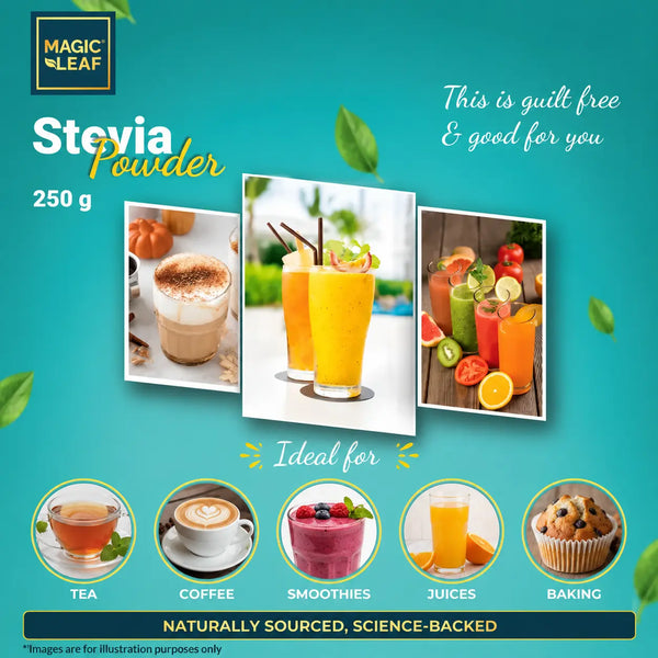 Magicleaf Stevia Powder - Zero Calorie Sugar Substitute for Tea, Coffee & Much More