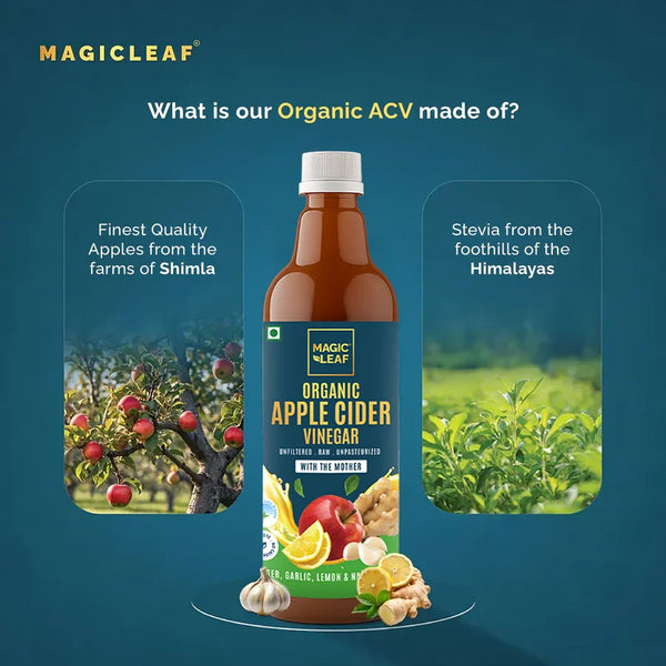 Organic Himalayan Apple Cider Vinegar (𝑭𝒍𝒂𝒗𝒐𝒓: 𝑮𝒊𝒏𝒈𝒆𝒓, 𝑮𝒂𝒓𝒍𝒊𝒄 & 𝑳𝒆𝒎𝒐𝒏) | Raw, Unfiltered, Unpasteurized | Contains Mother Culture & Probiotics (500 ml)