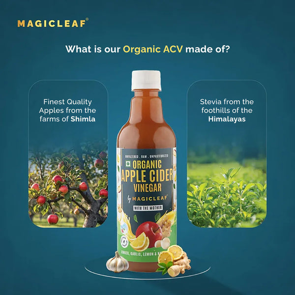 Organic Himalayan Apple Cider Vinegar (𝑭𝒍𝒂𝒗𝒐𝒓: 𝑮𝒊𝒏𝒈𝒆𝒓, 𝑮𝒂𝒓𝒍𝒊𝒄 & 𝑳𝒆𝒎𝒐𝒏) | Raw, Unfiltered, Unpasteurized | Contains Mother Culture & Probiotics (500 ml)