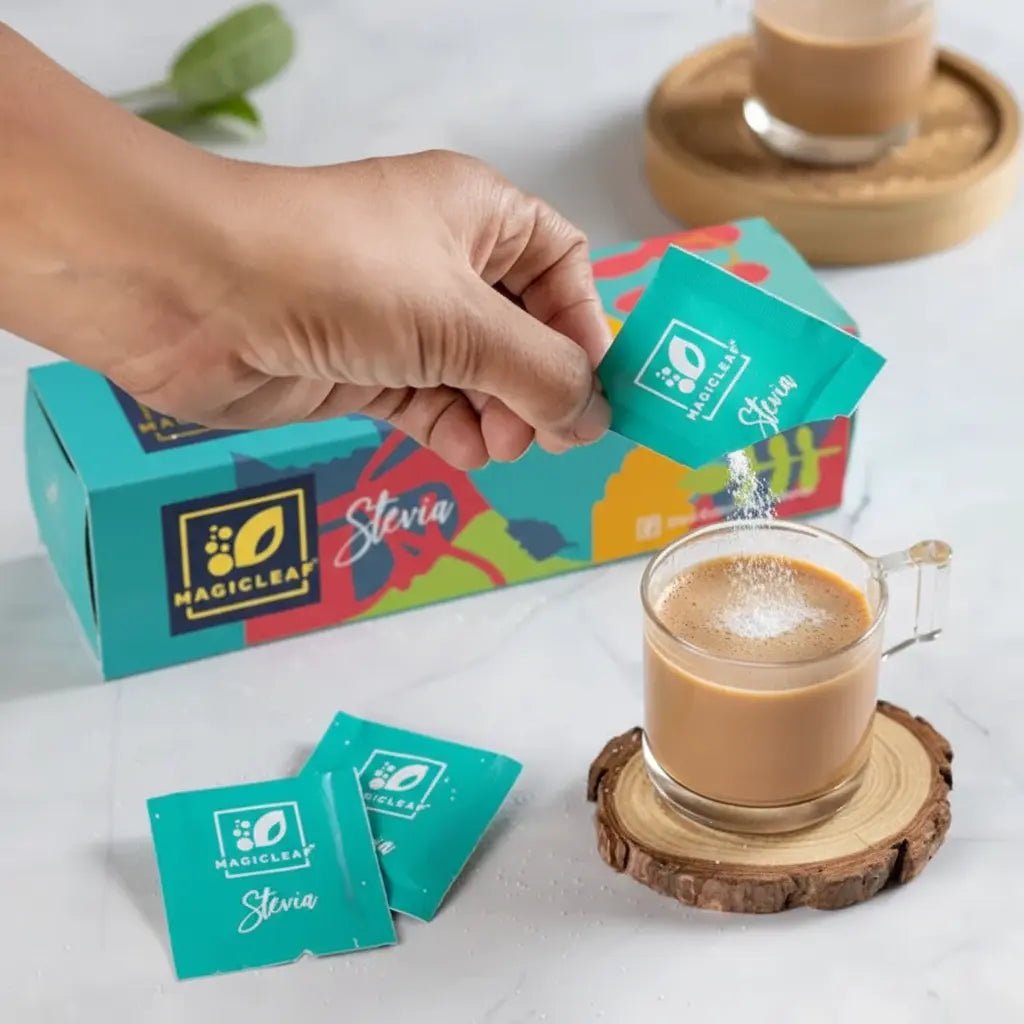 Stevia Powder Sachets By Magicleaf (100 Sachets) | Natural Sweetener Made From Himalayan Stevia Leaves