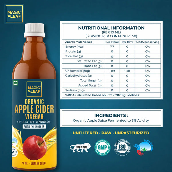 Organic Himalayan Apple Cider Vinegar - (𝑼𝒏𝒇𝒍𝒂𝒗𝒐𝒓𝒆𝒅) | Raw, Unfiltered, Unpasteurized | Contains Mother Culture & Probiotics (500 ml)