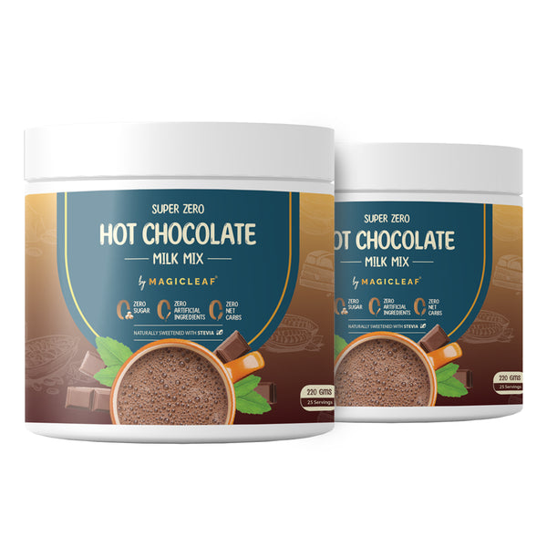 Super Zero Hot Chocolate Milk Mix Powder (220 GMS) | Blended With  100% Natural Himalayan Stevia Extract